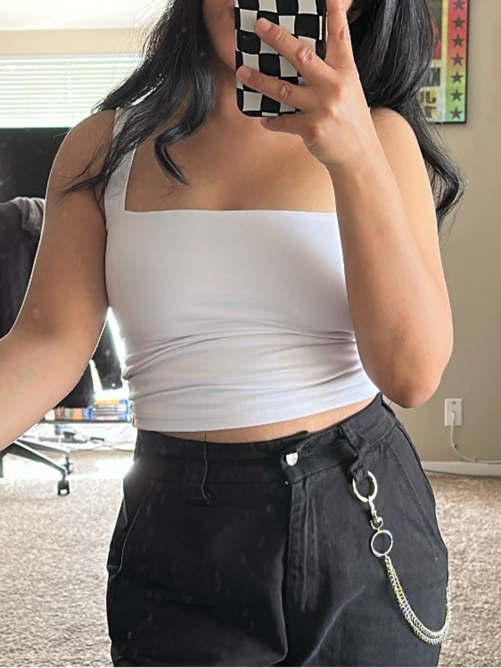 White Square Neck Top